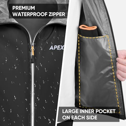 APEXUP Packable Rain Jacket Men Waterproof Lightweight Raincoat with Hood - Image 4