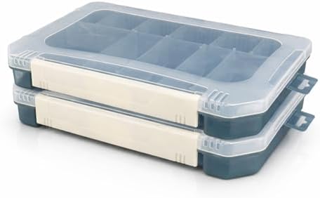 2 Pack Aventik Super Large 3700Fishing Tackle Box – Portable DIY Insert Dividers, Sturdy Transparent PP Case for Lure & Gear Storage (13.98” x 8.86” x 1.89”) by AVENTIK