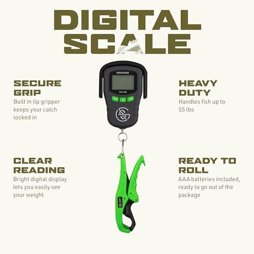 Googan Squad Digital Fish Scale with Lip Grip, 55 lb Capacity, Bright Digital Display and Batteries Included for Bass, Catfish and Saltwater Anglers - Image 2