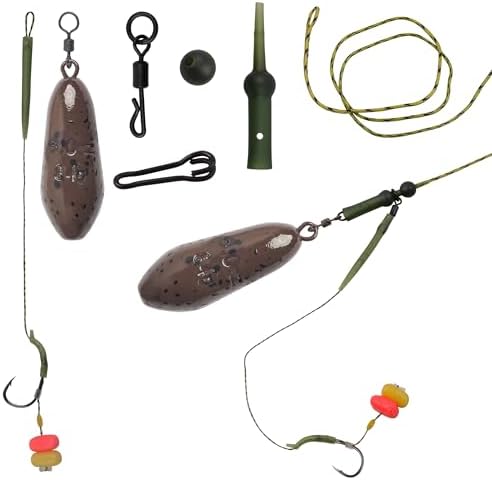 Carp Fishing Hair Rigs Fishing Accessories Set Carp Sinker Weights Bait Rig Set Up Swivels Hooks Corn Bait Leader Rigs for Bass Catfish Fish Tackle Rigs - Image 2