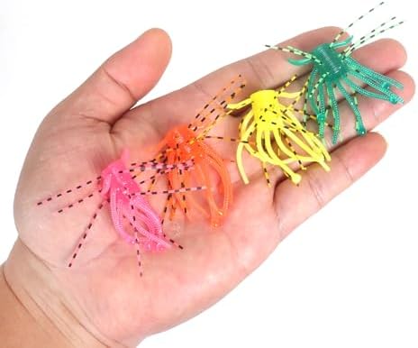 Silicone Soft Dice Fishing Lures: 12pcs Multiple Tentacles Slow Sink Soft Plastic Baits for Bass Drop Shot Finess Wacky Rig - Image 4