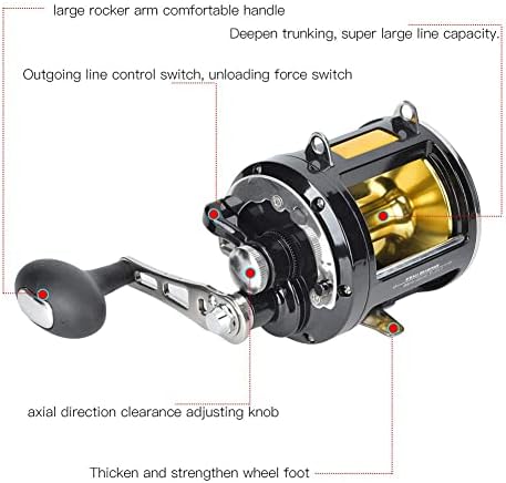3.4:1 Speed Ratio Trolling Reel, 25kg Max Drag All Metal Fishing Device 70.5x12.5mm/2.8x0.5in Offshore Big Game Fishing Line Reel for Deep Sea Saltwater Angling - Image 4