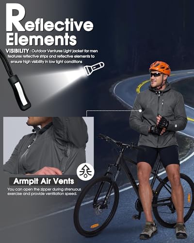 Outdoor Ventures Men's Packable Rain Jacket Waterproof Lightweight Raincoat - Image 6