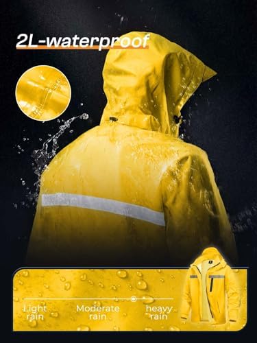 Men's Rain Suit High Visibility Reflective Work Rain Jacket Pants for All Sport Farm Fishing Motorcycle - Image 2