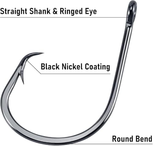 Dr.Fish 50 Pack in-line Circle Hooks Straight Shank Octopus Hooks - Image 4