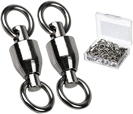 AMYSPORTS Barrel Ball Bearing Swivel Saltwater Rolling Fishing Swivels Stainless Steel High Strength Connector Bearings Solid Welded Rings Black Nickel by AMYSPORTS