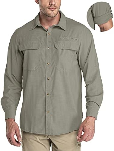 33,000ft Men's Long Sleeve Sun Protection Shirt UPF 50+ UV Quick Dry Cooling Fishing Shirts for Travel Safari Camping Hiking by 33000ft