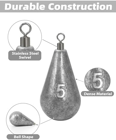 BLUEWING Casting Swivel Bell Sinkers Fishing Weights 1/2oz-8oz Drop Shot Dipsey Lead Saltwater - Image 2