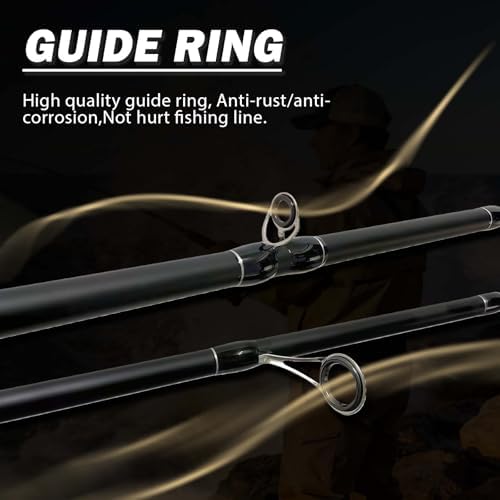 Medium Heavy Spinning Fishing Rod, 7' & 7'6" Carbon Graphite & Fiberglass Composite Rod, EVA Split Grip, Boat Rod for Bass, Trout, Catfish, Walleye, Saltwater & Freshwater Fishing - Image 5