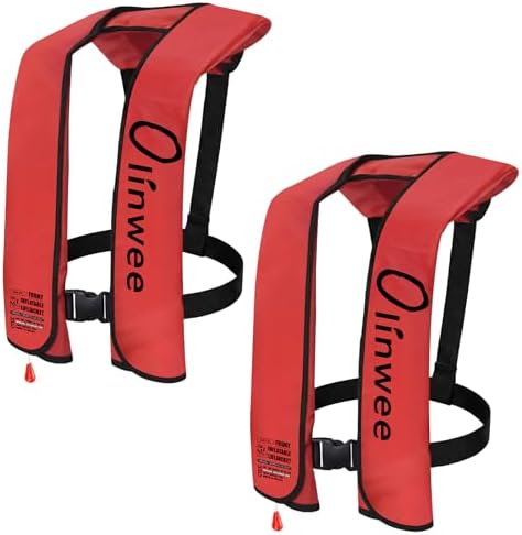2-Pack Adult Automatic Inflatable PFD Jacket, Adjustable and Lightweight Water Sports Vest for Kayak SUP Paddleboarding Boating Sailing Fishing (Buoyancy is Greater Than 150 N) by Unknown