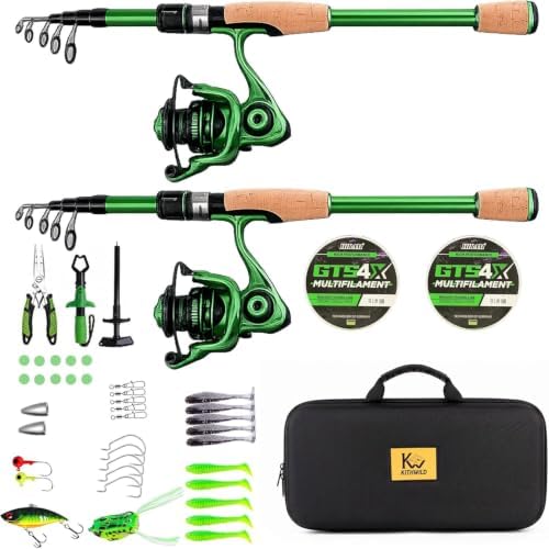 Telescopic Fishing Combo, 6FT Carbon Fiber Rod with 3000 Spinning Reel, Lightweight Kit with Carrier Bag for Bass Trout Catfish Freshwater Saltwater Travel by KITHWILD