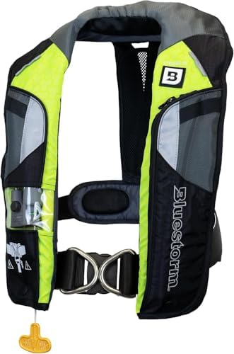 BLUESTORM Stratus 35 Inflatable Life Jacket PFD for Adults | US Coast Guard (USCG) Approved Automatic Self Inflating Life Vest Preserver with Manual Ripcord by Bluestorm