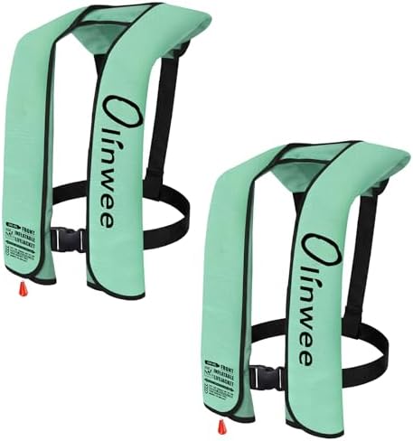 2-Pack Adult Automatic Inflatable PFD Jacket, Adjustable and Lightweight Water Sports Vest for Kayak SUP Paddleboarding Boating Sailing Fishing (Buoyancy is Greater Than 150 N) by Unknown