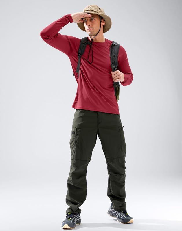 Men's Sun Protection Swim Long Sleeve UPF 50+ Rash Guard Lightweight Shirts - Image 3