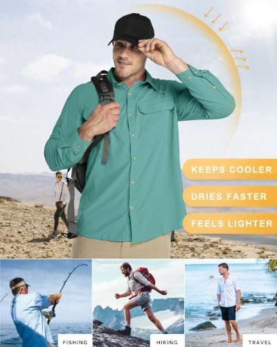 33,000ft Men's Long Sleeve Sun Protection Shirt UPF 50+ UV Quick Dry Cooling Fishing Shirts for Travel Safari Camping Hiking - Image 4