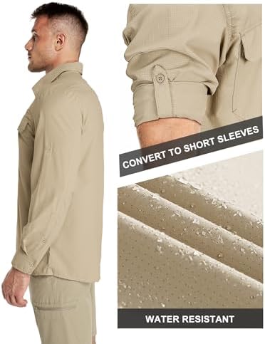 33,000ft Men's Long Sleeve Sun Protection Shirt UPF 50+ UV Quick Dry Cooling Fishing Shirts for Travel Safari Camping Hiking - Image 2