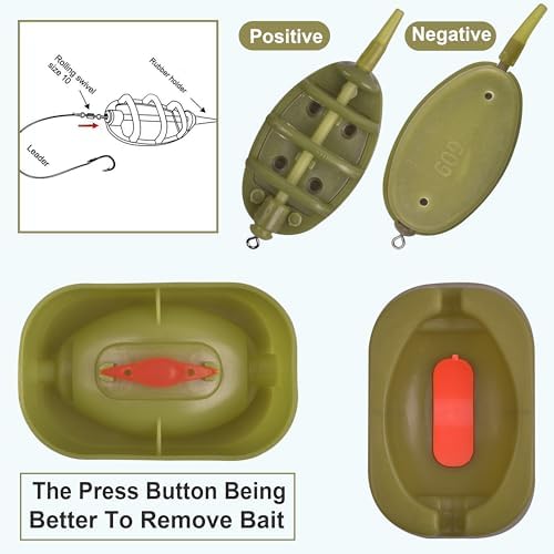 Carp Fishing Method Feeder Set 4 Inline Method Feeders with 1 Quick Release Carp Fishing Equipment Tackle for Baits Holder Tool - Image 4