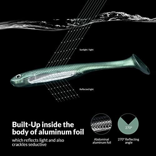 QualyQualy Soft Plastic Swimbait Paddle Tail Shad Lure Soft Bass Shad Bait Minnow Paddle Tail Swim Bait for Bass Trout Walleye Crappie - 2.75in, 3.14in, 3.94in, 5in - Image 2