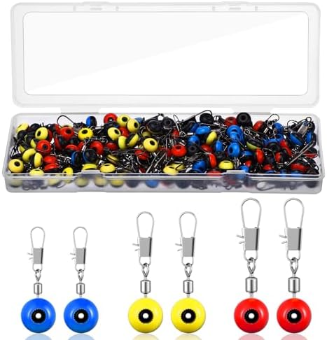 150 Pcs Fishing Line Sinker Slides Fishing Float Connector Rolling Swivels with Interlock Snaps for Catfish Carp Bass, Red Yellow Blue Color Coded 3 Sizes (Large, Medium, Small) by Unknown
