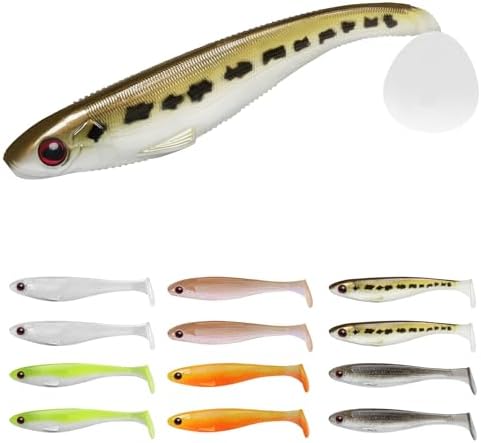 TRUSCEND Shadtale Easy Catch Soft Fishing Lures, Unique Vibration and Action for Various Rigs, Paddle Tail Swimbaits Trailer for Bass, Trout, Crappie, Walleye, Redfish, Saltwater & Freshwater Fishing by TRUSCEND