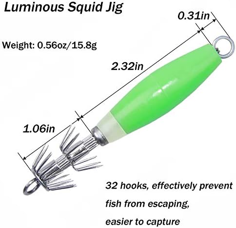 Luminous Squid Jig Hooks Stainless Steel Needles Fluorescent Fishing Cuttlefish Sleeve Squid Jig Baits Night Fishing Saltwater Lures Glow Squid Catcher Hard Baits - Image 4