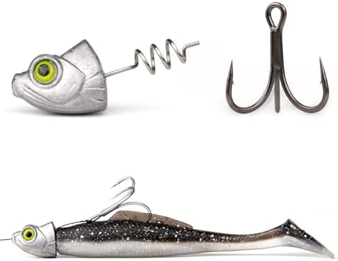 15 Pack Line Thru Swimbait Fishing Jig Heads(No Hooks), Anti-Throw Off Design Save Soft Bait 1/8 3/16 1/4 3/8 1/2oz for Bass Fishing by OJYDOIIIY