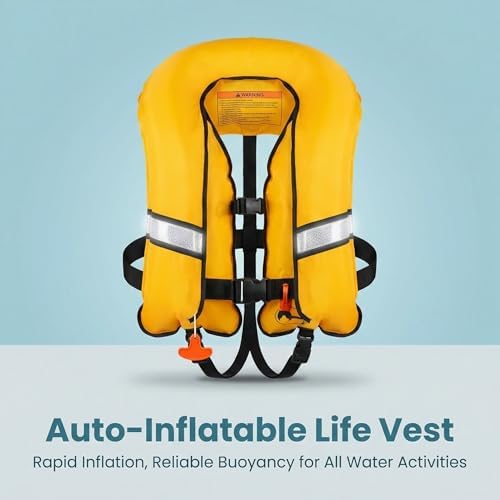 Automatic Inflatable Life Jacket Vest for Adults, Supports up to 330 lbs, with Reflective Strips and Manual Inflation Tube - Image 2