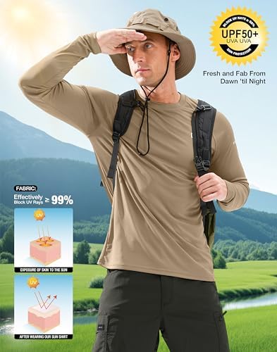 Men's Sun Protection Swim Long Sleeve UPF 50+ Rash Guard Lightweight Shirts - Image 5