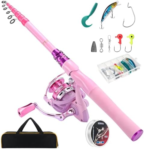 Carbon Fiber Fishing Rod and Reel Combos, Portable Telescopic Fishing Pole with Spinning Reel, Travel Bag for Saltwater Freshwater by Castaroud