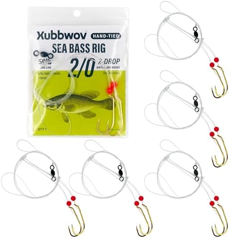 Sea Bass Rig, 6-Pack Hi-Lo Rigs for Porgy, Hooks Size 2/0, 3/0 by Xubbwov