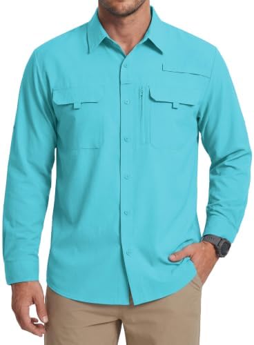 WULFUL Men's Sun Protection Fishing Shirts UPF 50+ Lightweight Quick Dry Cooling Long Sleeve Shirts for Work Hiking Safari by WULFUL