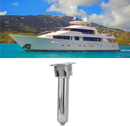 Heavy Duty Stainless Steel Deluxe Rod Holders, 2 in 1 Flush Mount Fishing Rod Pole Holders, 0 15 30 Degree Boat Fishing Rod Cup Holder 280mm Round Top Cup Holder for Yacht Ship - Image 3