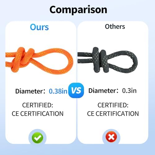 100ft 3/8 Inch Climbing Rope, Heavy Duty Arborist Rope(Orange) - Image 4