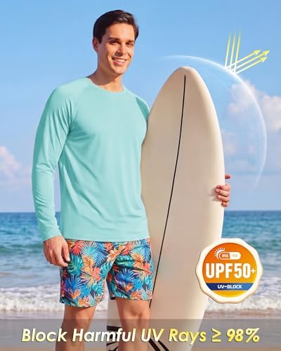 Boladeci Men's UPF 50+ Sun Protection UV SPF Shirts Long Sleeve Lightweight Quick Dry Swim T-Shirts Rash Guard - Image 3
