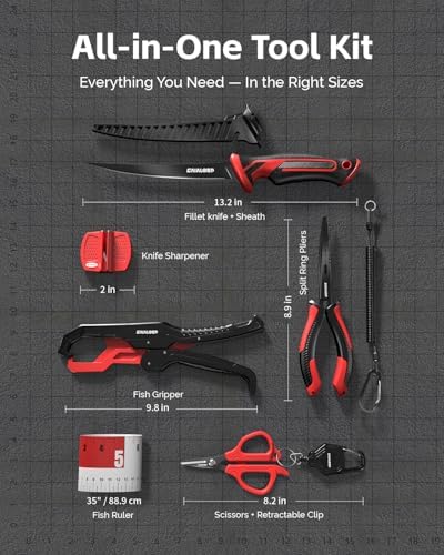 Gaialoop Fishing Tool Kit, 7-Piece Fillet Knife, Pliers, Scissors & Gripper - Image 2