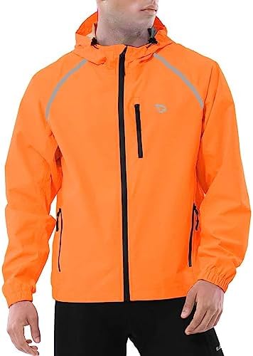 baleaf Men's Rain Jacket Waterproof Hood Lightweight Reflective Packable by baleaf
