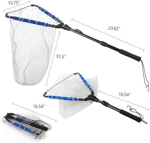 RESTCLOUD Fishing Landing Net with Telescoping Pole Handle, Fishing net Freshwater for Kids Men Women, Extend to 40-63 Inches - Image 2