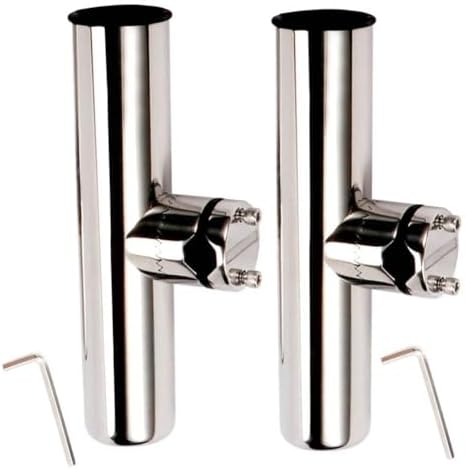 2PCS Stainless Tournament Style Clamp on Fishing Rod Holder for Rails 7/8" to 1", Rail Mount Rod Holder by FUTURUP