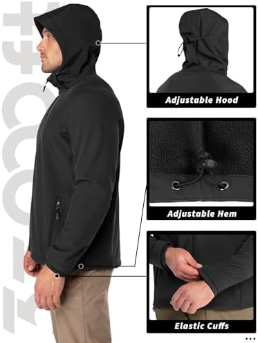 33,000ft Men's Hooded Fleece Lined Rain Shell Jacket Waterproof Lightweight - Image 5