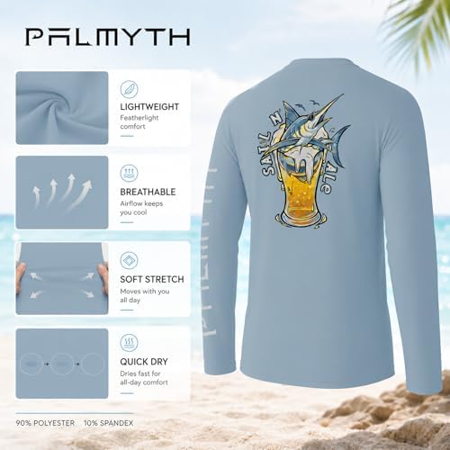Palmyth Fishing Shirts for Men Long Sleeve UPF 50+ T Shirt Sun Protection - Image 5