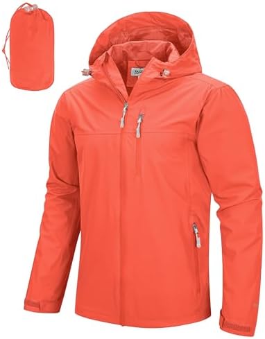 33,000ft Men's Packable Rain Jacket Waterproof Raincoat with Hood by 33000ft