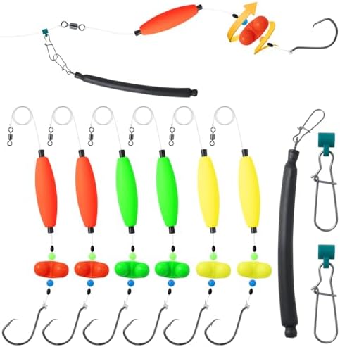 Catfish Rigs Set – 6 Pre-Tied Rigs with 2 Sinker Sliders & 2oz Dragging Weights, Float Rigs Tackle, Santee Rig, Circle Hooks– Complete & Ready-to-Use Kit by Unknown