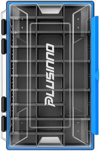 PLUSINNO Tackle Box Organizer, 1/2 Packs Waterproof Tackle Trays, Fishing Tackle Box with Removable Dividers, Fishing Box Tackle Trays and Terminal Tackle Storage by PLUSINNO