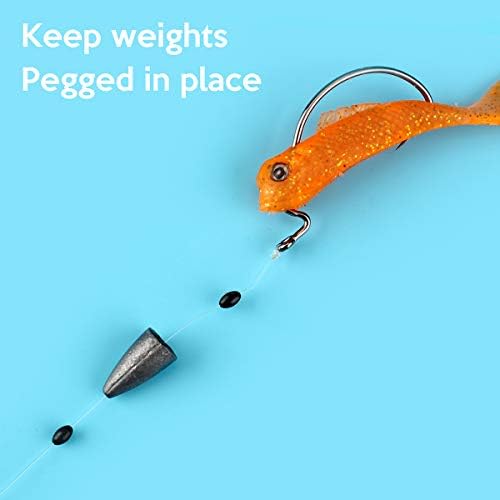 Fishing Rubber Bobber Peg Sinker Stopper Black Oval Bead Texas Rig Weight Floats Stops Durability Flipping Terminal Tackle Accessories for Saltwater Freshwater 3 Size - Image 2