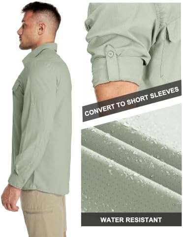 33,000ft Men's Long Sleeve Sun Protection Shirt UPF 50+ UV Quick Dry Cooling Fishing Shirts for Travel Safari Camping Hiking - Image 3