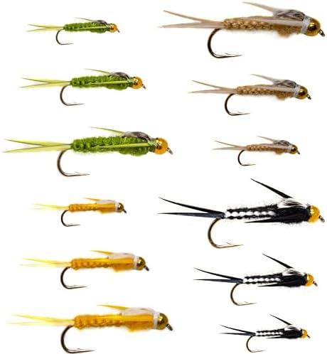 Outdoor Planet 12/24 Fly Fishing Flies Kit Fly Assortment, Dry Flies Wet Flies Streamers Nymphs Flies, Fly Fishing Assortment Kit for Bass Trout Salmon Fishing by Outdoor+Planet