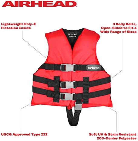 Airhead General Purpose Life Jacket for Adults & Kids - US Coast Guard Approved Life Vest for Men, Women, Youth, Child & Infant, Boating Safety PFD for Fishing & Swimming - Image 2