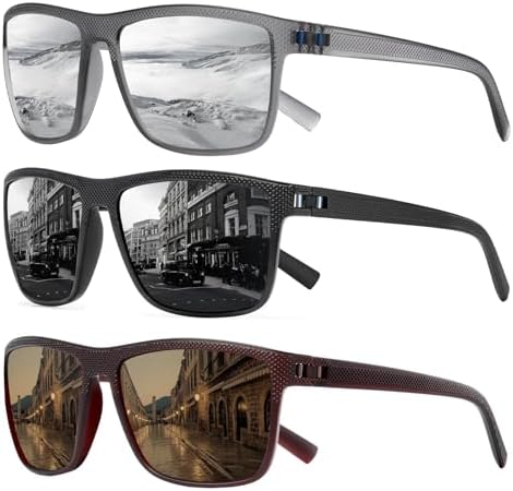 Square Polarized Sunglasses for Men and Women Lightweight Frame Sun Glasses with UV Protection by TURBOPEP