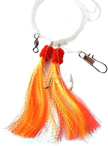 5 Packs 5/0 Shrimp Flying rig with red Yellow Shiny Krystal Flash - Image 4