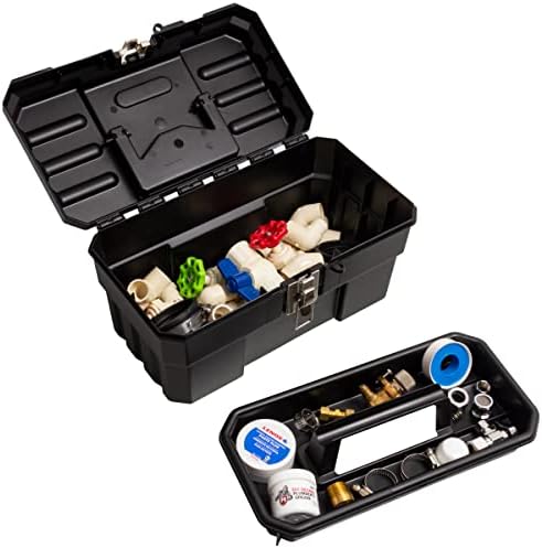 Akro-Mils 14" Plastic Toolbox with Removable Tray,Steel Latch & Padlock Eye,Industrial-Grade Tool Box for Tools,Crafts,First Aid & Hobby Supplies, 14"x8"x8",Made in USA, Black (09514) (Pack of 6) - Image 5